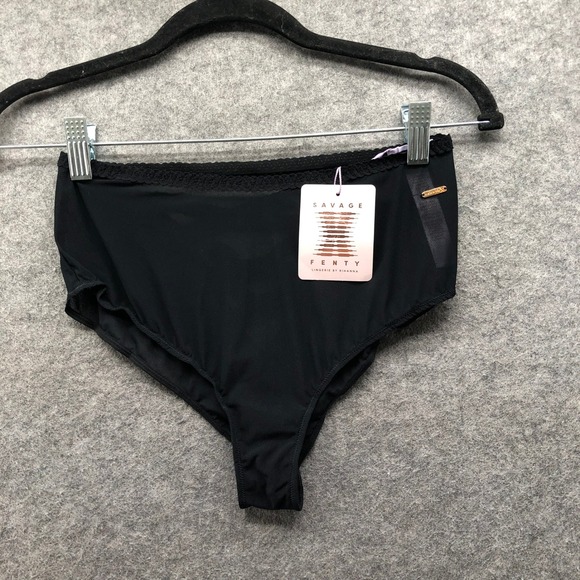 Savage X Fenty Other - NWT Savage X Fenty Lace Up Back High Waist Sheer Panty Womens Small Black Mesh